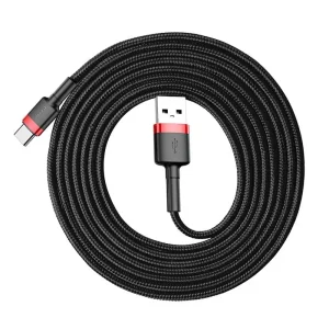 CABO BASEUS USB-A/TIPO-C 2A 2M PRETO/VERMELHO