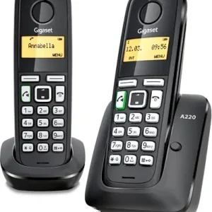 TELEFONE SEM FIOS GIGASET A220 DUPLO – PRETO